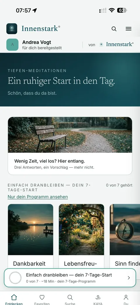 Die App mit dem Namen der Anbieterin im Kopf